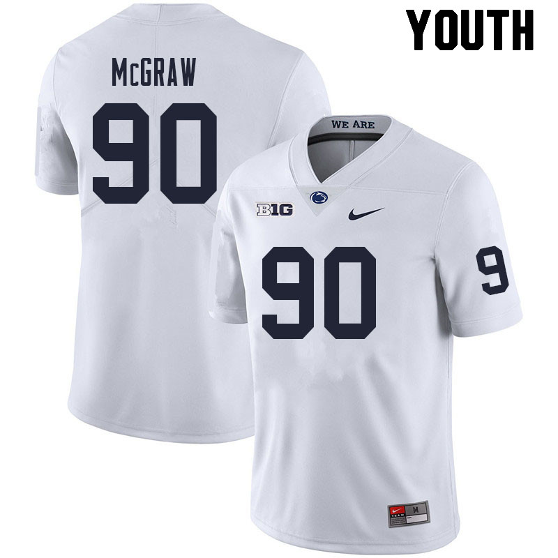 Youth #90 Rodney McGraw Penn State Nittany Lions College Football Jerseys Sale-White
